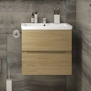 Тумба с раковиной Art&Max Techno подвесная, 60, дуб мадейра янтарь