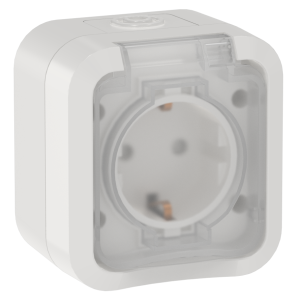 Розетка 1-местная с заземлением и крышкой IEK Tors TS-R16-16-55-K01 белый