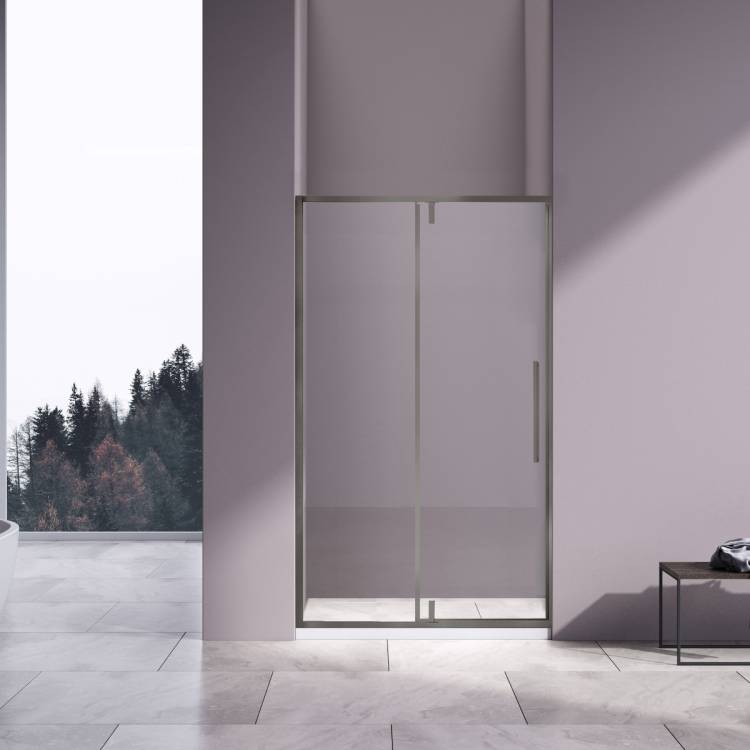 Душевая дверь в нишу Vincea Slim-N VDP-4SN120CLGM профиль вороненая сталь, стекло прозрачное, 120x195