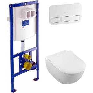 Комплект Унитаз Villeroy&Boch Subway 2.0 5614R201 alpin + Инсталляция 9224 6100 + Кнопка Viconnect 9224 9068 белая