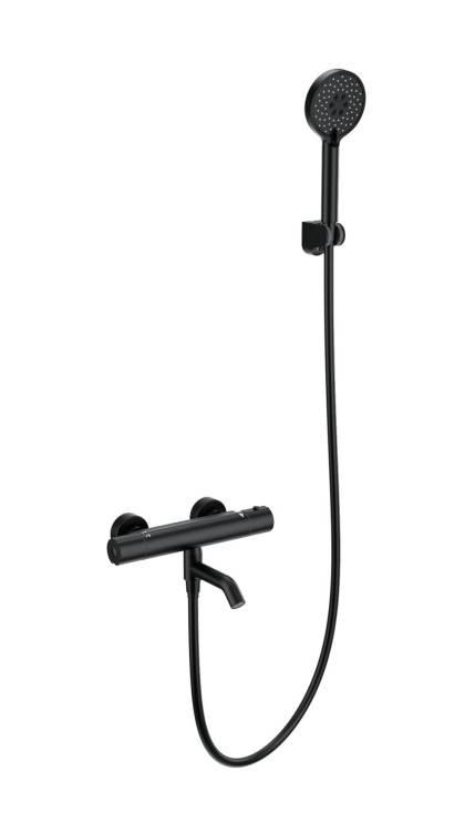 Смеситель для ванны Wonzon & Woghand WW-B3029-A1-MB с душем и термостатом, черный матовый