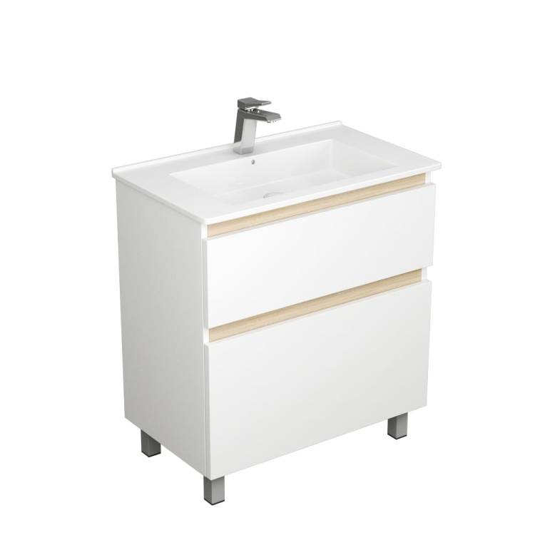 Тумба под раковину Uncoria Ариль 75 57520 белый, дуб сонома