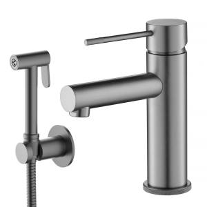 Смеситель для раковины Timo Saona 2360/18G с гигиеническим душем, черное золото