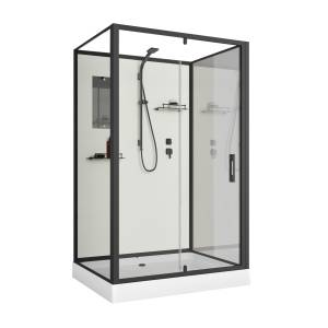 Душевая кабина Niagara Standart ST100/80/15Q/BL/BK с низким поддоном, профиль черный, стекло прозрачное, 100x80