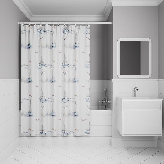 Штора для ванной Iddis Base BO02P18i11 полиэстер, 200x180, белый