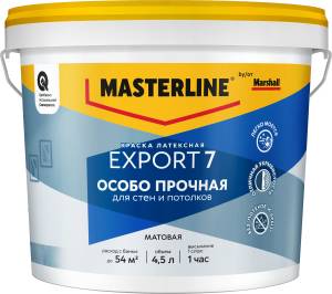 Краска для стен и потолков латексная Masterline Export 7 матовая база BC 4.5 л