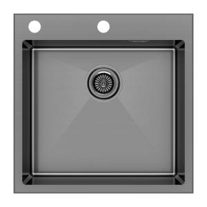 Мойка кухонная Paulmark Kroner-Edge 51 PM775151-GM Вороненая Сталь, 51x51