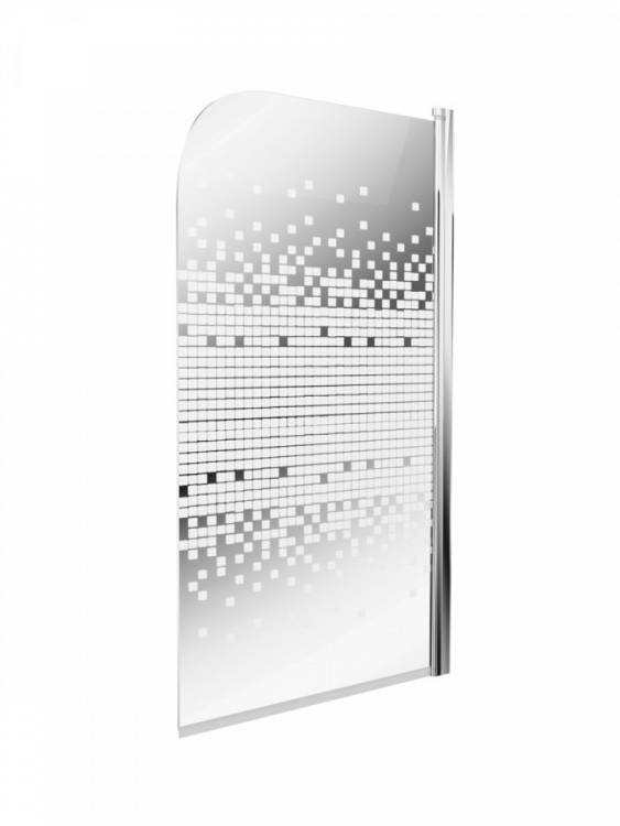 Шторка на ванну Teymi Solli Mosaic T00203 профиль хром, стекло прозрачное с мозаикой, 85x140