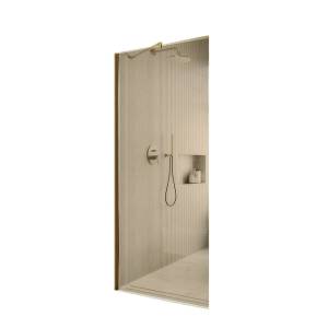 Душевая перегородка MaybahGlass MGD-696-3ш 79x195, стекло бронза 8 мм, профиль золото