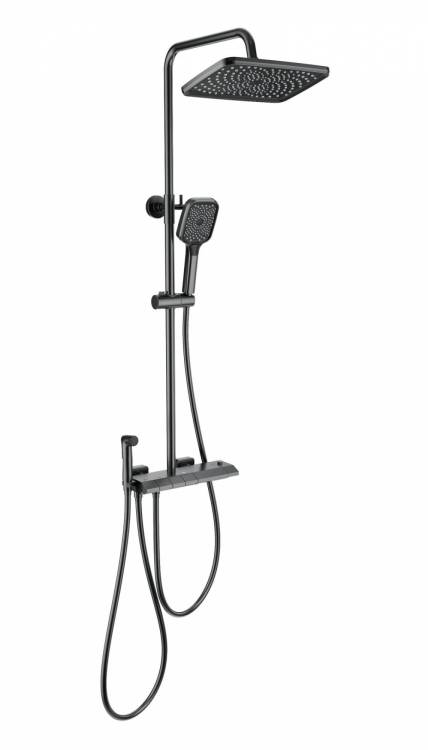 Душевая стойка Wonzon & Woghand WW-B4132-A-BGG с термостатом, темный графит