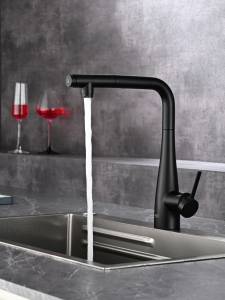 Смеситель для кухни AQUAme Cucina AQM9902MB с выдвижным изливом, черный матовый