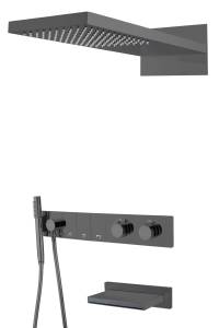 Душевая система Boheme Zodiac  133-2-SGM с изливом, с термостатом, трехпозиционная, антрацит глянцевый
