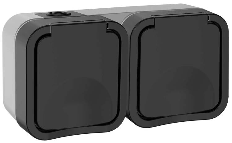 Розетка 2-местная IEK Tors TS-R26-16-55-G-K53 графит