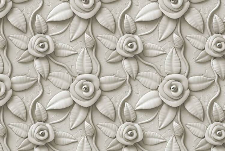 3D Фотообои Artegrafico «Стена из рельефных цветов» VL-007 песок