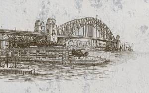 3D Фотообои Artegrafico «Эскизный мост на штукатурке» PD-051 канвас