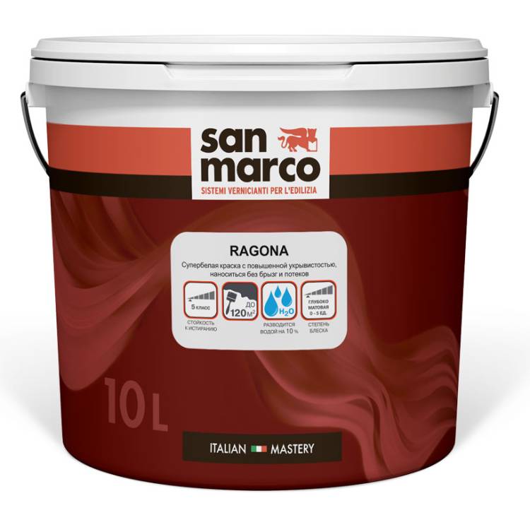 Краска для потолка San Marco Ragona глубокоматовая 10 л