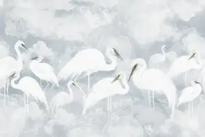 Бесшовные Eco обои Ortograf Animality 34684 Herons in the clouds Ворс ОЕ