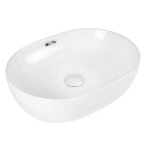 Раковина BOND Oval S65-490 накладная, овальная, с переливом, 49x36x13.5 см, белая глянцевая