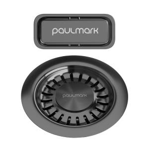 Слив Paulmark PM6024-GM с овальным переливом, вороненая сталь