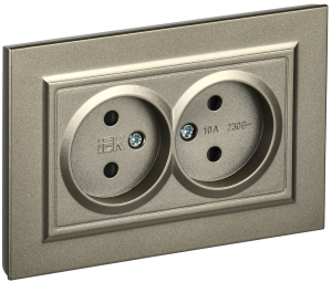 Розетка 2-местная с защитными шторками IEK Brite BR-R23-10-K37-F шампань