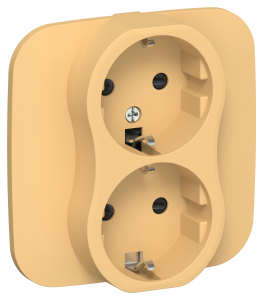 Розетка 2-местная с заземлением и шторками IEK Flite FI-R24A-16-K90 золотарник