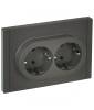 Розетка 2-местная с заземлением и шторками IEK Forte&Piano FP-R24-16-1-K03 серый