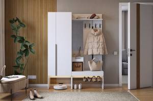 Стенка для прихожей Mebelson Баско К2 ПК02Баско.2552 белое дерево