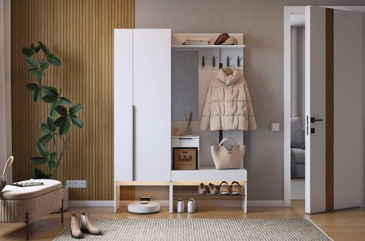 Стенка для прихожей Mebelson Баско К2 ПК02Баско.2552 белое дерево