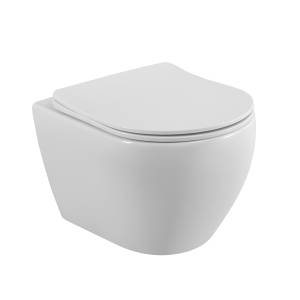 Унитаз подвесной Cezares Stylus CZR-513-TH-R/CZR-089-SC безободковый, с сиденьем микролифт, белый