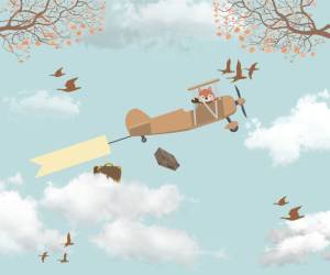 3D Фотообои Artegrafico «Пушистый пилот» KID-136 акварель