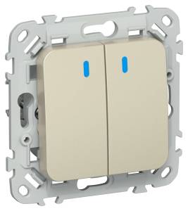 Выключатель 2-клавишный IEK Flite FI-V20-1-10-1-K37 шампань
