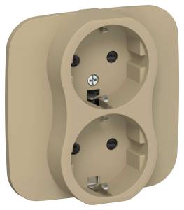 Розетка 2-местная с заземлением и шторками IEK Flite FI-R24A-16-K59 хаки