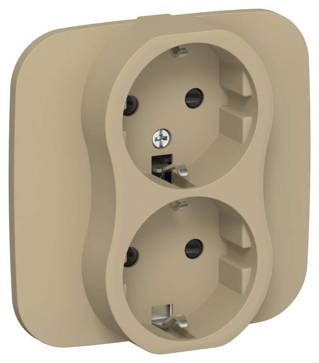 Розетка 2-местная с заземлением и шторками IEK Flite FI-R24A-16-K59 хаки