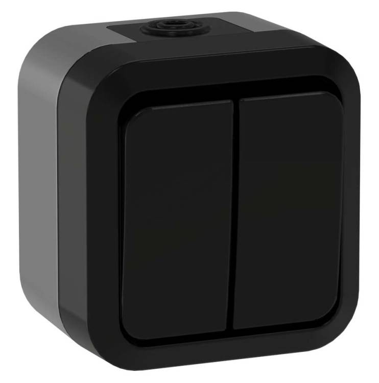 Выключатель 2-клавишный проходной IEK Tors TS-V22-0-10-55-K53 графит