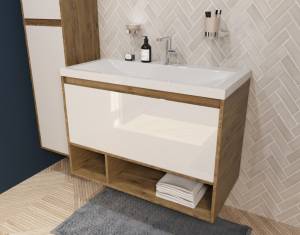 Тумба с раковиной Эстет Monaco Wood ФР-00010685 подвесной, 1 ящик, 62x91