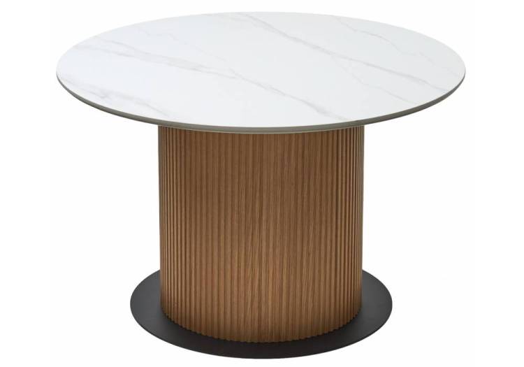 Стол Woodville Mesa 584833 белый мрамор M326/oak 120x120x76