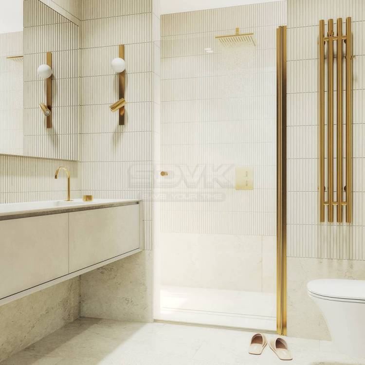 Душевая дверь в нишу MaybahGlass MGD-1670-3 профиль золото, стекло прозрачное, 198x70