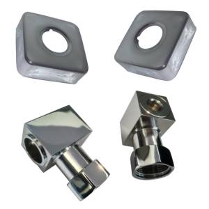 Комплект подключения Маргроид уголок 3/4"х1/2", г/ш квадратный хром 2 штуки, отражатель хром 2 штуки