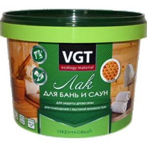 VGT ЛАК ПО ДЕРЕВУ ДЛЯ БАНЬ И САУН акриловый с воском (2,2кг)