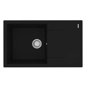 Кухонная мойка Lemark IMANDRA 840 9910031 врезная прямоугольная с крылом из кварцгранита антрацит