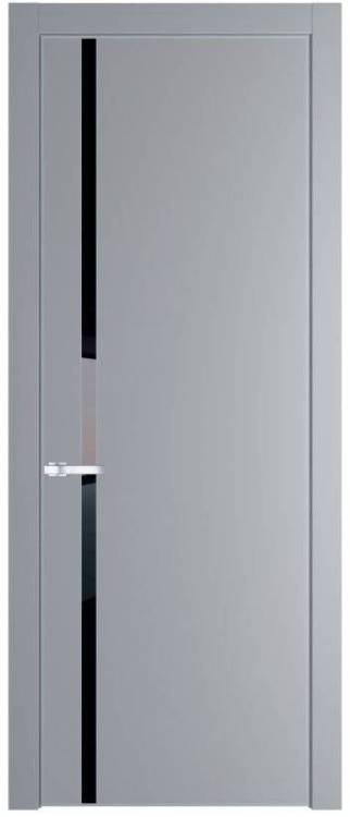 Межкомнатная дверь Profil Doors 21 PE полотно Смоки, кромка алюминиевая с четырех сторон матовая, стеклянная вставка черный лак 800x2000