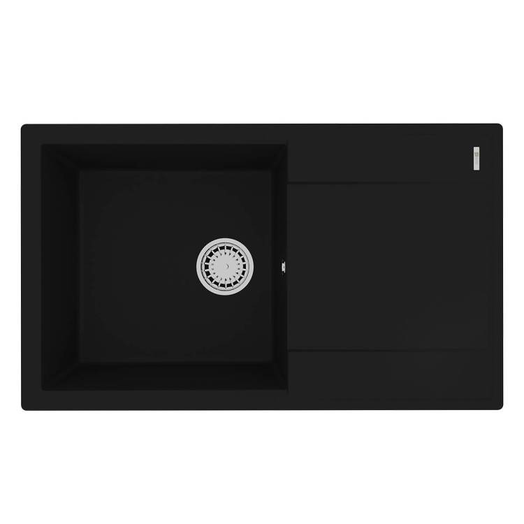 Кухонная мойка Lemark IMANDRA 840 9910031 врезная прямоугольная с крылом из кварцгранита антрацит