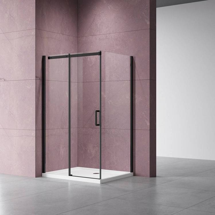 Душевой уголок Vincea Dice VSR-4D8014CLB 1400x800, черный, стекло прозрачное