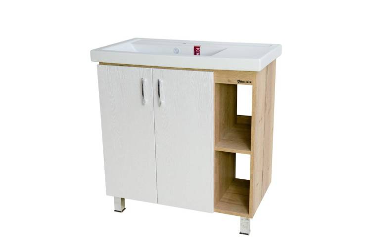 Тумба с раковиной Bellezza Рона 80 с полками, R Белый