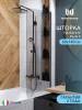 Шторка на ванну Watersense Paula W00211 профиль черный матовый, стекло тонированное, 60x140
