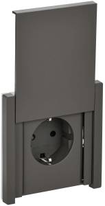 Розетка 1-местная с заземлением, шторками и крышкой IEK Forte&Piano FP-R16-16-44-K03 серый