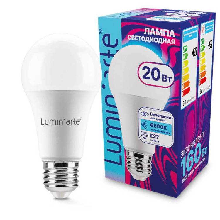Светодиодная лампа Wolta Lumin Arte LSTD-A60-20W6KE27