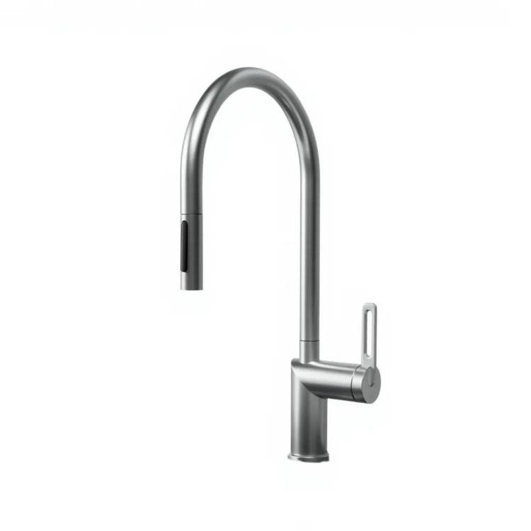 Смеситель для кухни Granula GR-8172 нержавеющая сталь, с выдвижным изливом