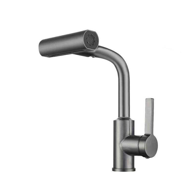 Смеситель для кухни Rush Tinos TI3732-17Grey с поворотным изливом, графит