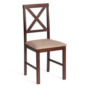 Стул Tetchair Хадсон 25522 cappuccino (темный орех), ткань коричнево-золотая, дерево гевея